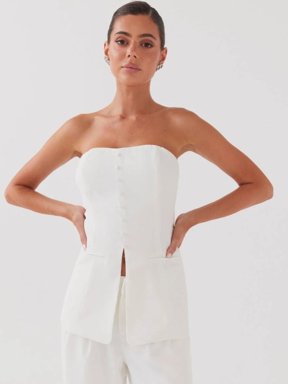 NWT Peppermayo Riveria Tailored Strapless Top Ivory US 10 / AU 14